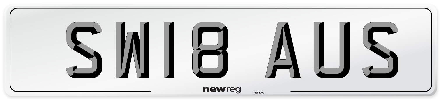 SW18 AUS Number Plate from New Reg